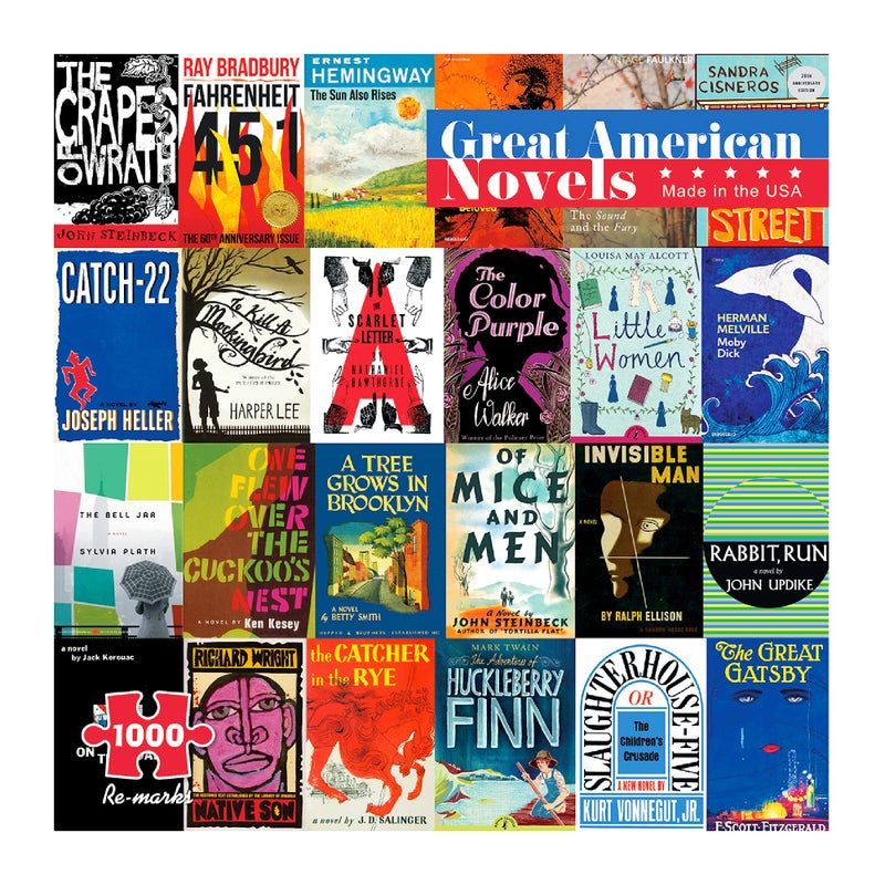 Re-Marks Great American Novels 1000-Piece Puzzle for All Ages, Family Jigsaw Puzzle - Image 1